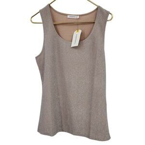 New NWT‎ Terranova Beige Chiaro Top Glitter Sleeveless Size XL